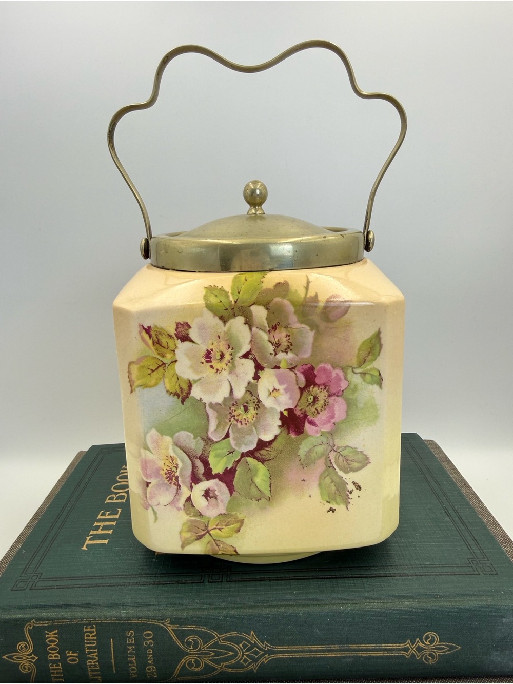 Vintage Ceramic/Porcelain Biscuit Jar Made in England Floral Design
